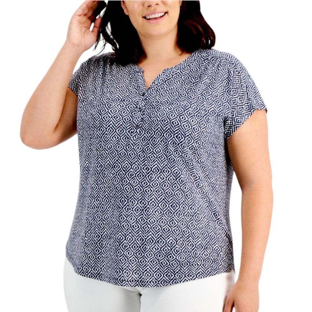 STYLE & CO SPLIT NECK HENLEY TOP SIZE 2X